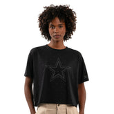 Dallas Cowboys Starter Women's Rhinestone Sprinkle Boxy Cropped T-Shirt Black