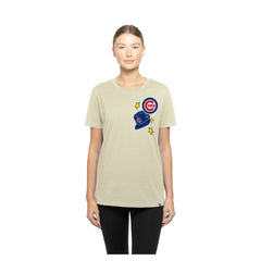 Chicago Cubs New Era Women's Stars & Cap T-Shirt - Cream T-shirts