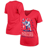 Philadelphia Phillies New Era Women's Little Miss 2 V-Neck T-Shirt - Red T-shirts