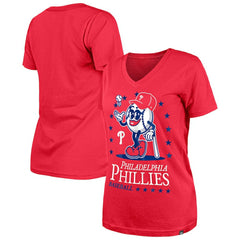 Philadelphia Phillies New Era Women's Little Miss 2 V-Neck T-Shirt - Red T-shirts