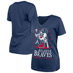 Atlanta Braves New Era Women's Little Miss 2 V-Neck T-Shirt - Navy T-shirts