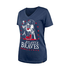 Atlanta Braves New Era Women's Little Miss 2 V-Neck T-Shirt - Navy T-shirts