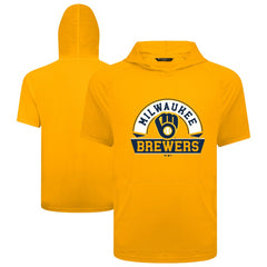 Milwaukee Brewers Levelwear Phase Banner Arch Hoodie T-Shirt - Gold Hoodies