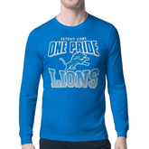 Detroit Lions Starter Comic Style Slogan Long Sleeve T-Shirt Blue