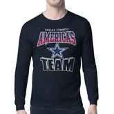 Dallas Cowboys Starter Comic Style Slogan Long Sleeve T-Shirt Navy