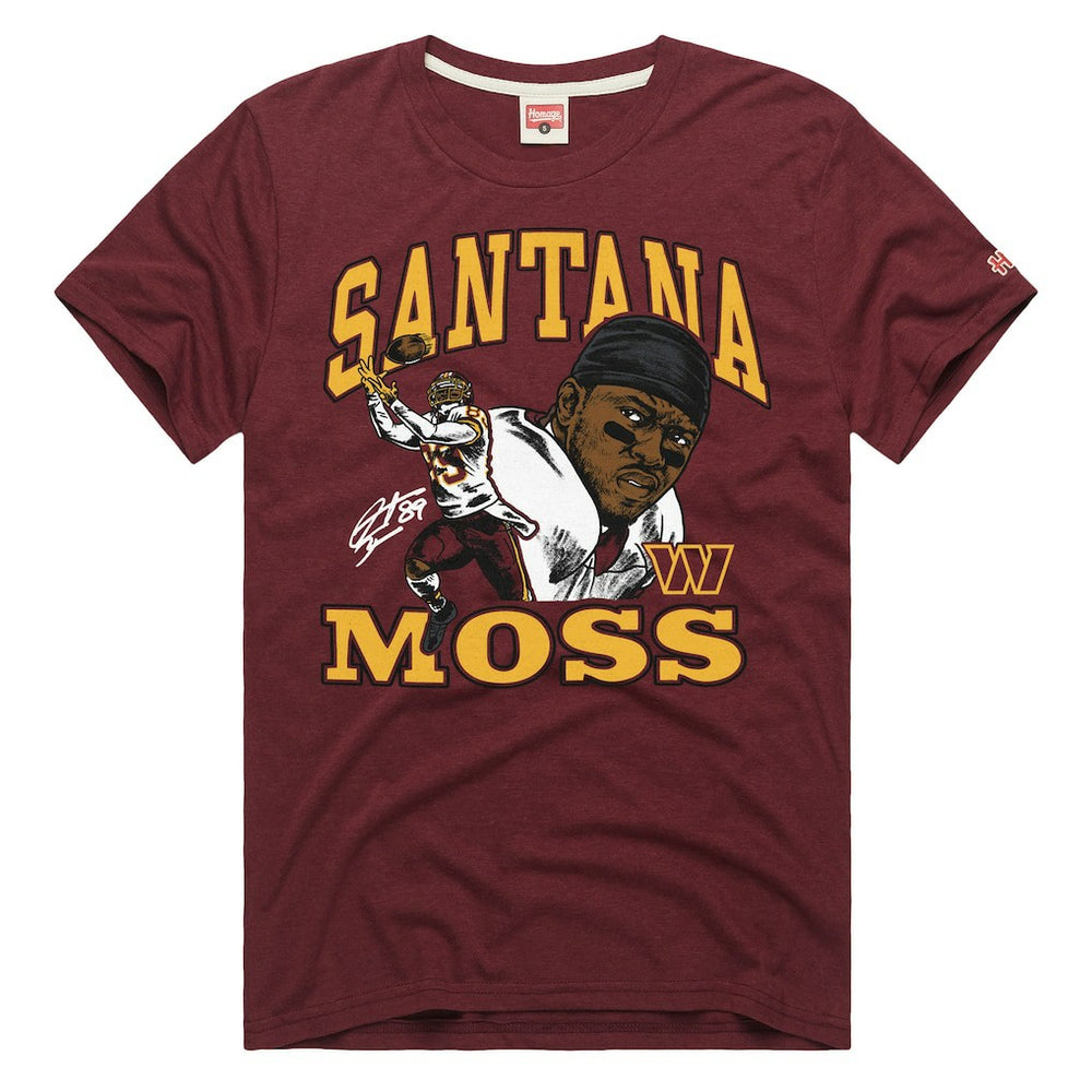 Santana Moss Washington Commanders Homage Unisex Retired Player Classic Caricature T-Shirt Burgundy