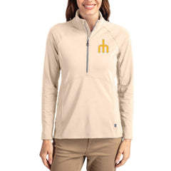 Seattle Mariners Cutter & Buck Women's Cooperstown Collection Adapt Eco Knit Stretch Half-Zip Pullover - Tan Pullover