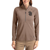 San Diego Padres Cutter & Buck Women's Adapt Eco Knit Stretch Half-Zip Pullover - Brown Pullover