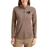 Toronto Blue Jays Cutter & Buck Women's Adapt Eco Knit Stretch Half-Zip Pullover - Brown Pullover