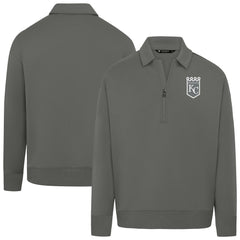 Kansas City Royals Levelwear Women's Canmore Chenille Logo Quarter-Zip Top - Stone Tops