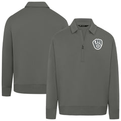 Milwaukee Brewers Levelwear Women's Canmore Chenille Logo Quarter-Zip Top - Stone Tops