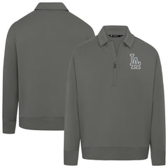 Los Angeles Dodgers Levelwear Women's Canmore Chenille Logo Quarter-Zip Top - Stone Tops