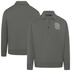 San Diego Padres Levelwear Women's Canmore Chenille Logo Quarter-Zip Top - Stone Tops