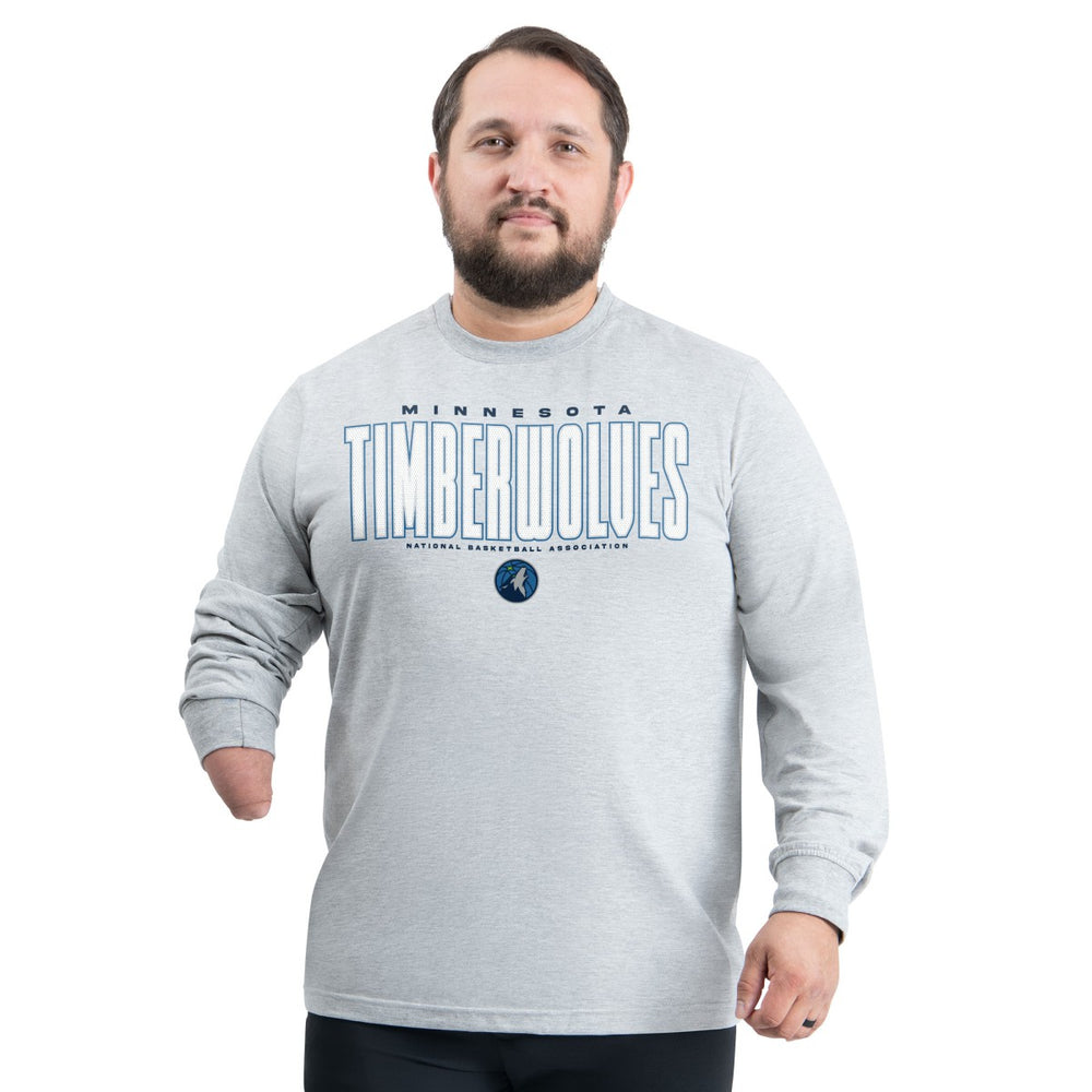 Minnesota Timberwolves G-III Sports by Carl Banks Adaptive Printed Mesh Effect Long Sleeve T-Shirt Gray