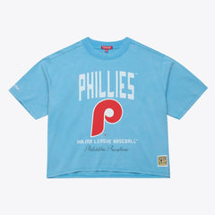 Philadelphia Phillies Mitchell & Ness Women's Cooperstown Cropped Boxy T-Shirt - Light Blue T-shirts
