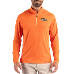Denver Broncos Cutter & Buck Coastline Epic Comfort Recycled Quarter-Zip Pullover Orange