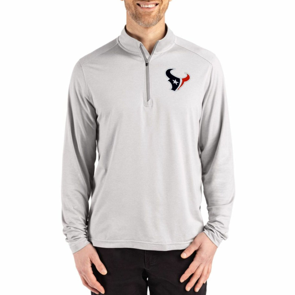 Houston Texans Cutter & Buck Coastline Epic Comfort Recycled Quarter-Zip Pullover Gray