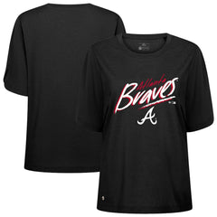 Atlanta Braves Levelwear Women's Bloom Sizzle T-Shirt - Black T-shirts