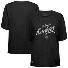 Colorado Rockies Levelwear Women's Bloom Sizzle T-Shirt - Black T-shirts