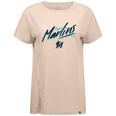 Miami Marlins Levelwear Women's Influx Sizzle T-Shirt - Khaki T-shirts