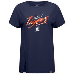 Detroit Tigers Levelwear Women's Influx Sizzle T-Shirt - Navy T-shirts
