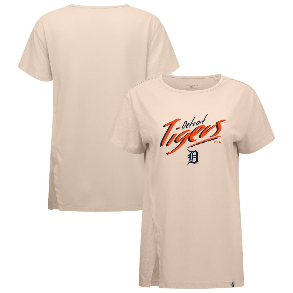 Detroit Tigers Levelwear Women's Influx Sizzle T-Shirt - Khaki T-shirts