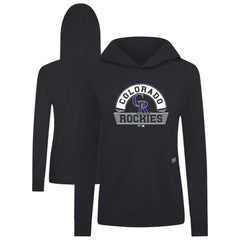 Colorado Rockies Levelwear Women's Relay Banner Arch Long Sleeve T-Shirt Hoodie - Black Hoodies