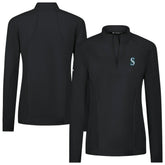 Seattle Mariners Levelwear Women's Upright Insignia 2.0 Quarter-Zip Tri-Blend Top - Black Tops