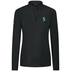 Seattle Mariners Levelwear Women's Upright Insignia 2.0 Quarter-Zip Tri-Blend Top - Black Tops