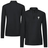 Philadelphia Phillies Levelwear Women's Upright Insignia 2.0 Quarter-Zip Tri-Blend Top - Black Tops