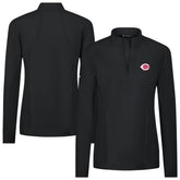 Cincinnati Reds Levelwear Women's Upright Insignia 2.0 Quarter-Zip Tri-Blend Top - Black Tops