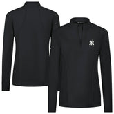 New York Yankees Levelwear Women's Upright Insignia 2.0 Quarter-Zip Tri-Blend Top - Black Tops