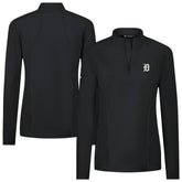 Detroit Tigers Levelwear Women's Upright Insignia 2.0 Quarter-Zip Tri-Blend Top - Black Tops