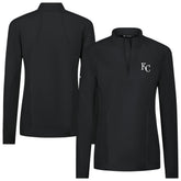 Kansas City Royals Levelwear Women's Upright Insignia 2.0 Quarter-Zip Tri-Blend Top - Black Tops