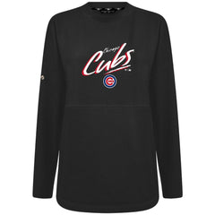 Chicago Cubs Levelwear Women's Oversized Beaudry Sizzle Top - Black Tops