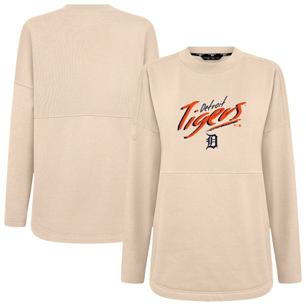 Detroit Tigers Levelwear Women's Oversized Beaudry Sizzle Top - Khaki Tops