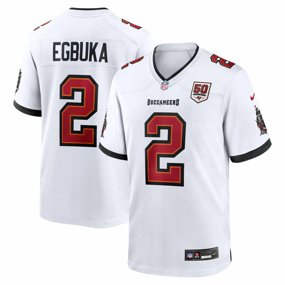 NFL Emeka Egbuka Tampa Bay Buccaneers 50th Season Game Jersey - White