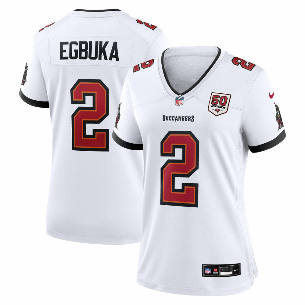 NFL Emeka Egbuka Tampa Bay Buccaneers Women's 50th Season Game Jersey - White