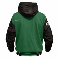 Green Bay Packers ActionHeat 5V Battery Heated Full-Snap Varsity Jacket Green/Black