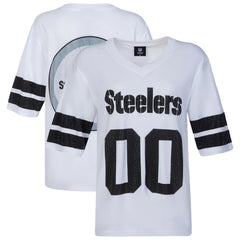 Pittsburgh Steelers Cuce Women's Rhinestone V-Neck Tunic White