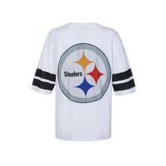 Pittsburgh Steelers Cuce Women's Rhinestone V-Neck Tunic White