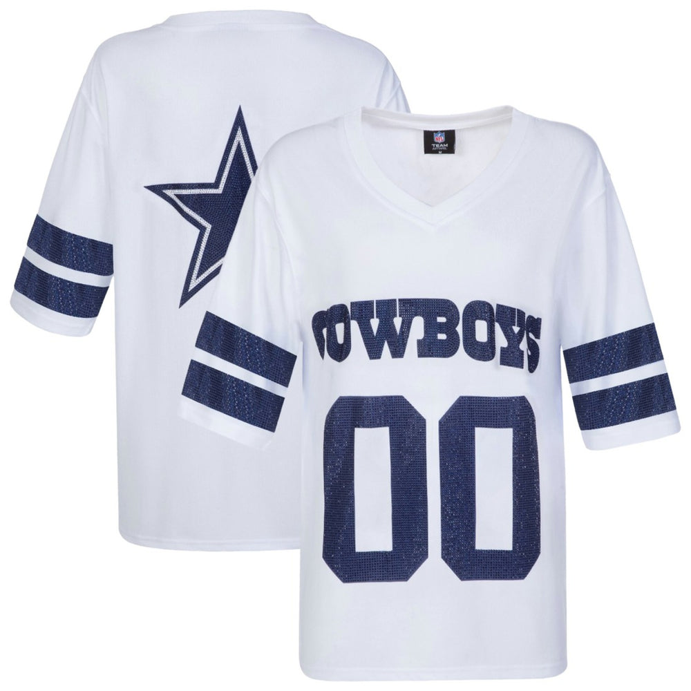 Dallas Cowboys Cuce Women's Rhinestone V-Neck Tunic White
