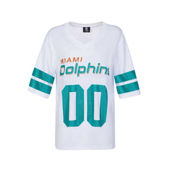 Miami Dolphins Cuce Women's Rhinestone V-Neck Tunic White