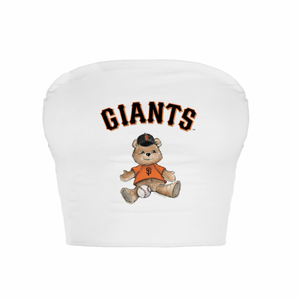 San Francisco Giants Tiny Turnip Women's Teddy Bear Crop Tube Top - White Tops