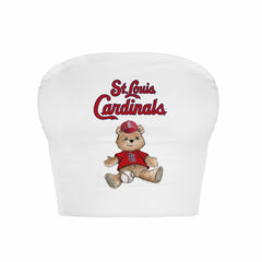 St. Louis Cardinals Tiny Turnip Women's Teddy Bear Crop Tube Top - White Tops