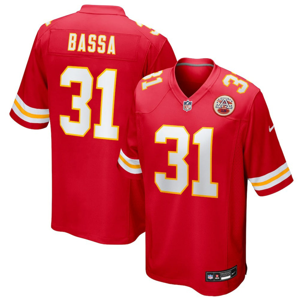 NFL Jeffrey Bassa Kansas City Chiefs Team Game Jersey - Red
