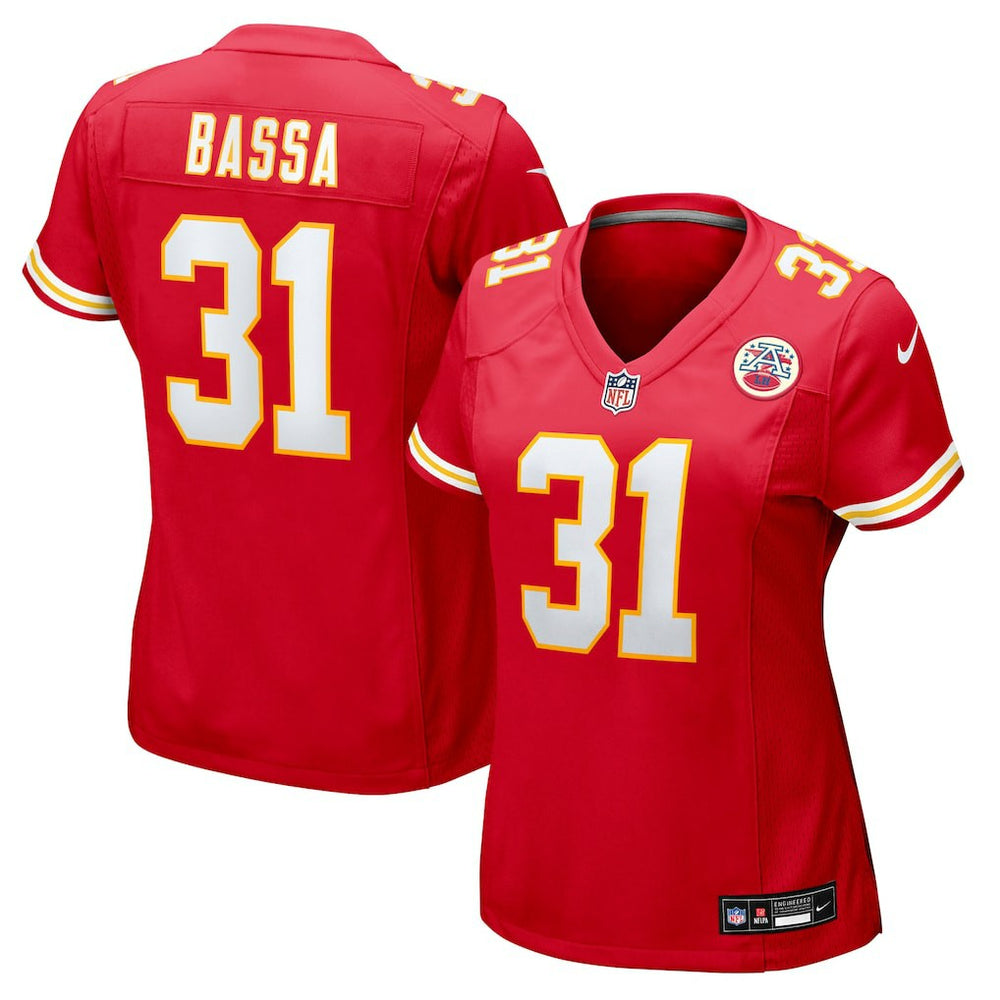 NFL Jeffrey Bassa Kansas City Chiefs Women's Team Game Jersey - Red
