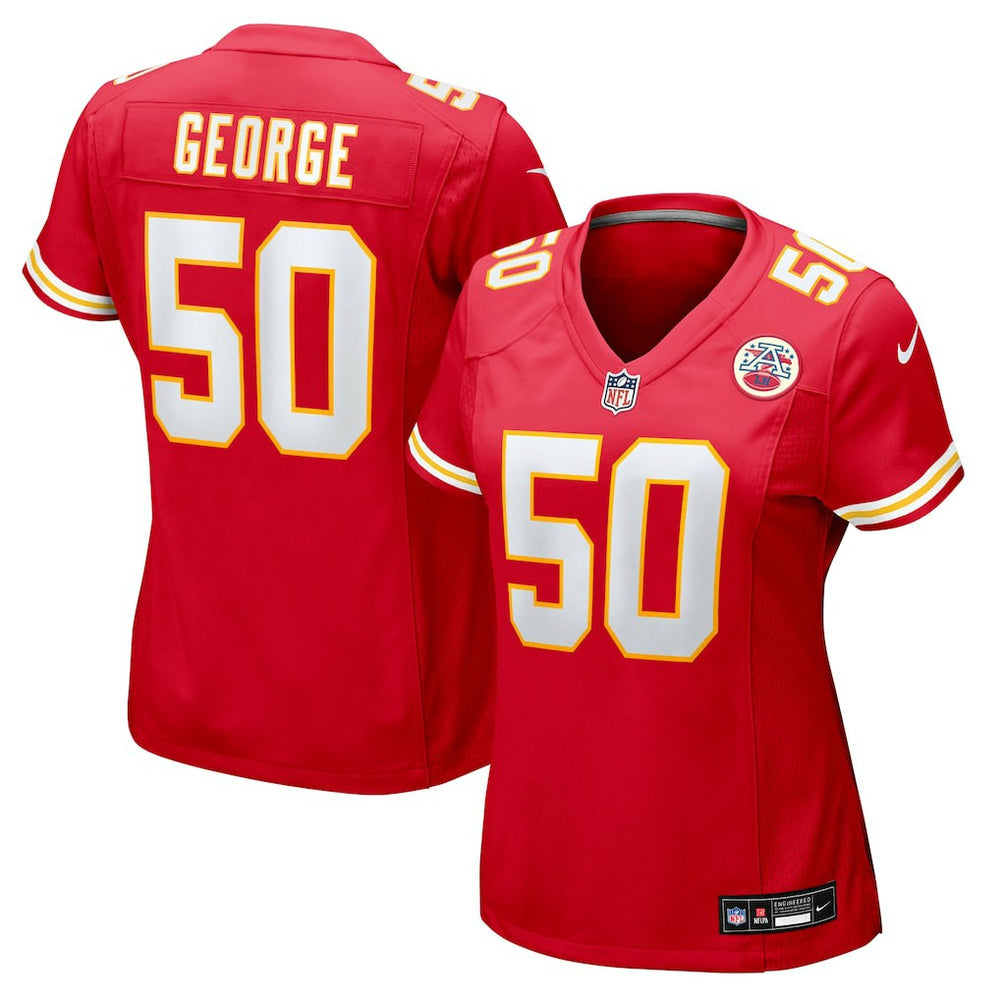 NFL Brandon George Kansas City Chiefs Women's Team Game Jersey - Red