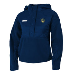 Milwaukee Brewers Columbia Women's Cloud Point Hooded Fleece Half-Snap Pullover Jacket - Navy Jackets