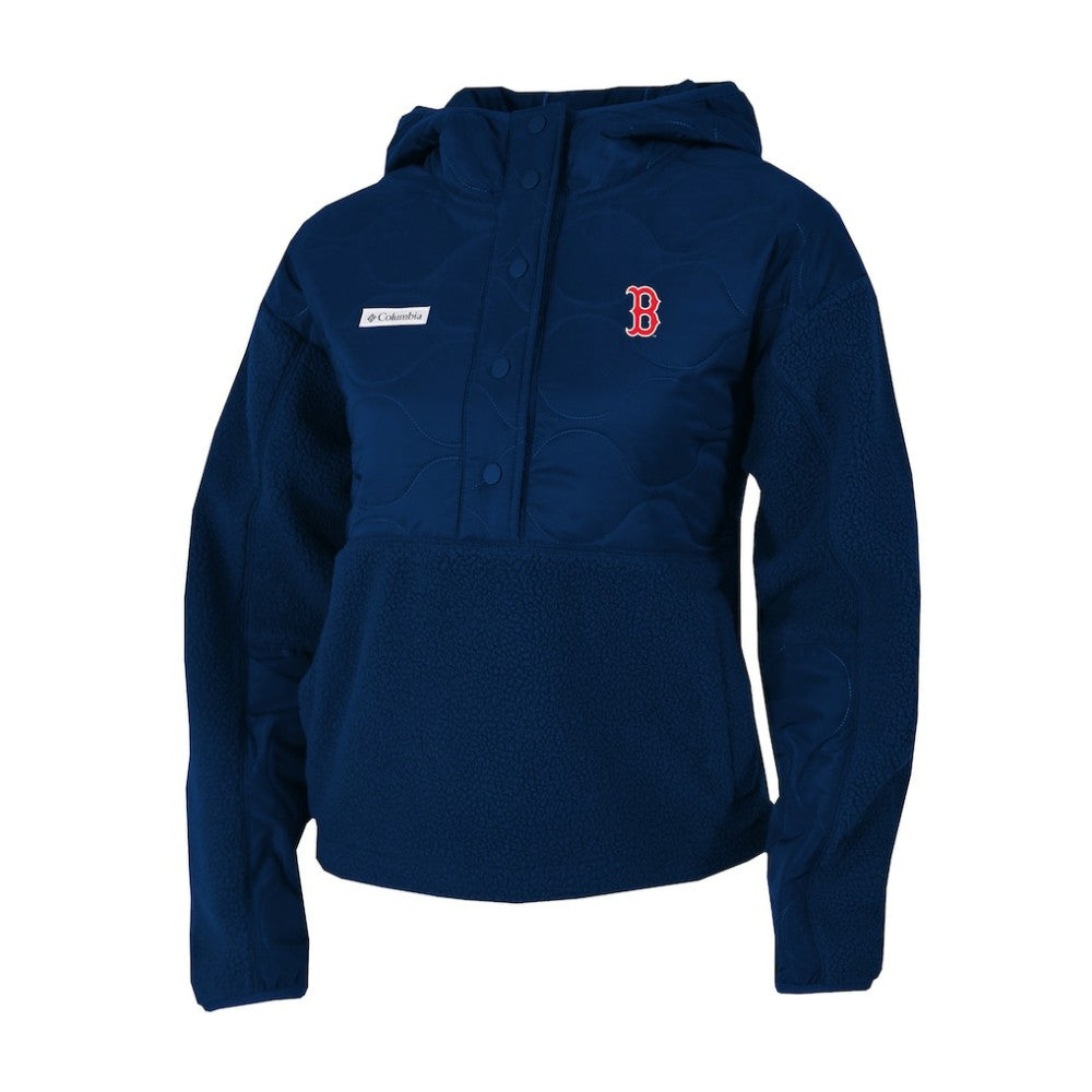 Boston Red Sox Columbia Women's Cloud Point Hooded Fleece Half-Snap Pullover Jacket - Navy Jackets